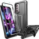 FITO for Moto G Stylus 2022 Case, Dual Layer Shockproof Heavy Duty Case for Moto G Stylus 2022 Phone with Screen Protector, Built-in Kickstand (Black)