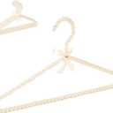 5 Pack Pearl Hangers, Elegant Bride Hanger for Wedding Dress, Cute Bridesmaid Clothing Hangers with Ribbon Bowknot (White)