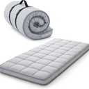 Jamdok 4Inch Cot Mattress Topper,Small Single Gel Infused Memory Foam,Machine Washable Pillow Top Cover,Roll Up Floors Mat,Portable Folding Sleep Pad(72 X 24)