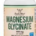 Magnesium Glycinate 400mg | 180 Capsules | Sleep, Muscle, & Heart Support | Vegan, Third Party Tested, Gluten Free, Non-GMO, by Double Wood Supplements, Best By 12/01/27