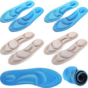 Shoe Insoles Women 4 Pairs Arch Support Insoles Breathable High Heel Inserts Cushion 5d Sponge Barefoot Comfort Inserts Shoe Pads for Massaging Arch Pain Feet Sore Relief(Beige, Blue)