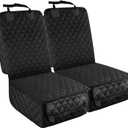 PETICON Front Seat Cover 2 Pack, Full Protection Dog Car Seat Cover with Side Flaps, Nonslip Scratchproof Captain Chair Seat Cover Fits for Cars, Trucks, SUVs, Jeep, Black