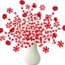 24 Pcs Christmas Curly Pick 2 Styles Red White Bells Candy Cane for Xmas Tree Topper Decor Christmas Curly Tree Pick for Vase Wreaths Home Party Ornaments