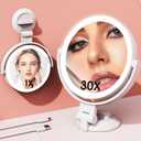 Magnifying Mirror with Light 30X, 2-Sided 30x/1x Magnifying Mirror with Suction Cup, 360 Rotation Wall Mounted Makeup Mirrors with Lights and Magnification, 3 Lighting Modes Adjustable Brightness