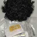 karlery Men Short Curly Black Wig with Mustache Golden Necklace Glasses 70s 80s Disco Afro Rocker Wig Fluffy Breathable for Cosplay Event Costume Halloween Party Wig