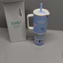 Zak Designs Bluey Sutton Travel Tumbler for On the Go, 30oz Stainless Steel with Vacuum Insulation, Silicone Straw, and Carry Handle for Cold Drinks (Bluey, Bingo, Bandit, Chilli)