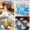 Ribbed Drinking Glasses Set of 4 - Stackable Glass Cups for Kitchen - Iced Coffee, Water, Juice & Mocktails - Aesthetic Water Tumblers Elegant Hostess Gifts Home Essentials (14 fl oz)