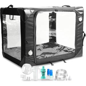 Pet Oxygen Cage for Cats and Dogs to Obtain Oxygen/Nebulizing Care, Tube Kit and Mat Included (Medium -32x24x24 Inch)