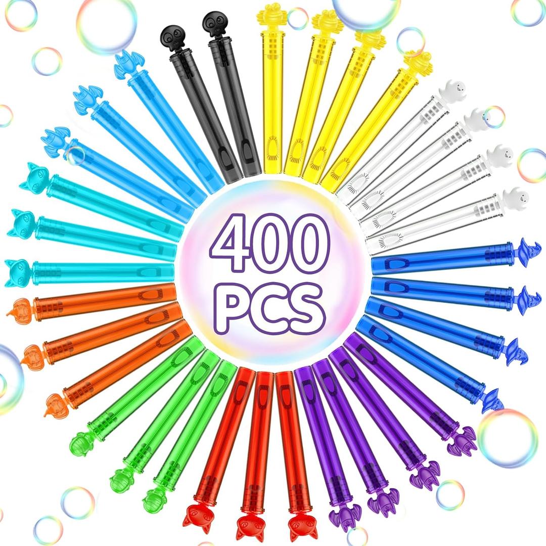 400 PCS Halloween Mini Bubble Wands, Halloween Party Favors for Kids, Bubble Wand Bulk for Goodie Bag Stuffers, Trick or Treat, Halloween School Classroom Prizes Gifts for Boys Girls(10 Colors)