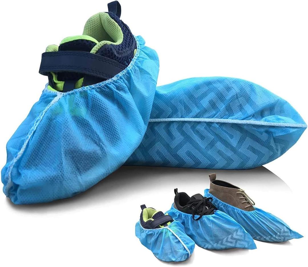 Shoe Covers Disposable Non Slip for Kids 50Pack (25Pairs) Non-woven Fabric Stretchable Durable - Fit US Children's 8-13.5/1-4 Blue(Small)