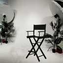 Tall Directors Chair Foldable 46'', Makeup Chair Black for Makeup Artist, 250lbs Capacity Solid Hardwood,Black