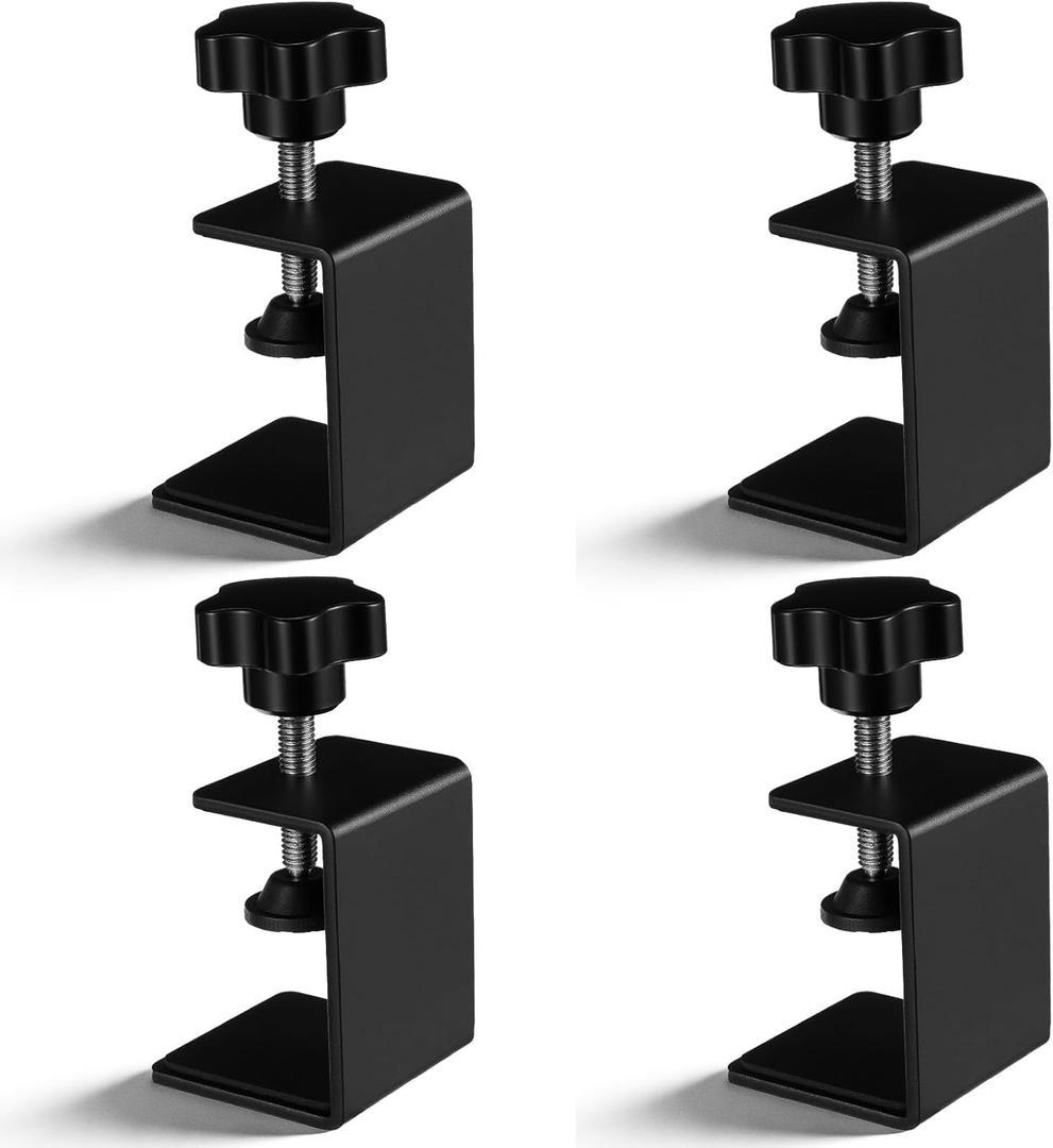 4 Pack Heavy Duty C Clamp, Black Adjustable Woodworking Clamps Shelf Clamps for for Furniture Table Installation Desk Extension Panel Work Welding and Construction