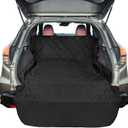 F-color SUV Cargo Liner for Dogs, Water Resistant Pet Cover Dog Seat Mat SUVs Sedans Vans with Bumper Flap Protector, Non-Slip, Large Size Universal Fit, Black (Large: 55'' x 91'')