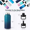 Neihepal 32 oz Insulated Water Bottles Bulk with 2 Lids (Straw & Spout Lid), Stainless Steel Double Wall Water Bottle, Keeps Cold 24H & Hot 12H (Eight Color,8 Pack)