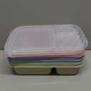 8-Pack 3 Compartment Meal Prep Containers with Lids, Wheat Straw Plastic, Microwave/Dishwasher/Freezer Safe, Stackable