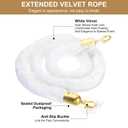 PATIKIL 5 Feet White Velvet Stanchion Rope, 4 Pack Crowd Control Barrier Rope with Snap Hooks for Posts Stands Queue Divider of Hotel Theater, Golden