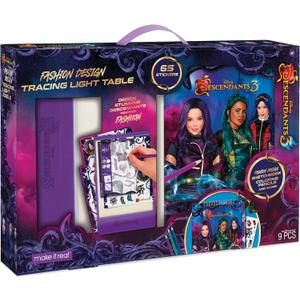 Make It Real Disney Descendants 3 Fashion Design Tracing Light Table for Girls - 9-Piece Set with Sketchbook, Stickers, Tracing Pages, Light-Up Table - Creative Drawing Kit, Ages 8+