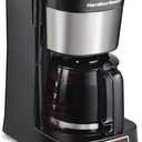 Hamilton Beach 5 Cup Compact Programmable Coffee Maker, FrontFill Water Reservoir, Small Drip Coffee Maker with Glass Carafe, Auto Pause & Pour, Space-Saving Design, Black & Stainless Steel (46111) | Compact Design | Programmable Clock | Glass Carafe | Auto Pause and Pour | Black & Stainless Steel | 46111