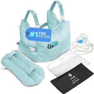 Zomaple Mastectomy Recovery Pillow with Strap, Gel Pack, Seat Belt Cover & Shower Lanyard  Post-Op Essentials, Breast Augmentation/Reduction & Recovery Supplies  Washable Cover for Comfort & Support (Aqua)