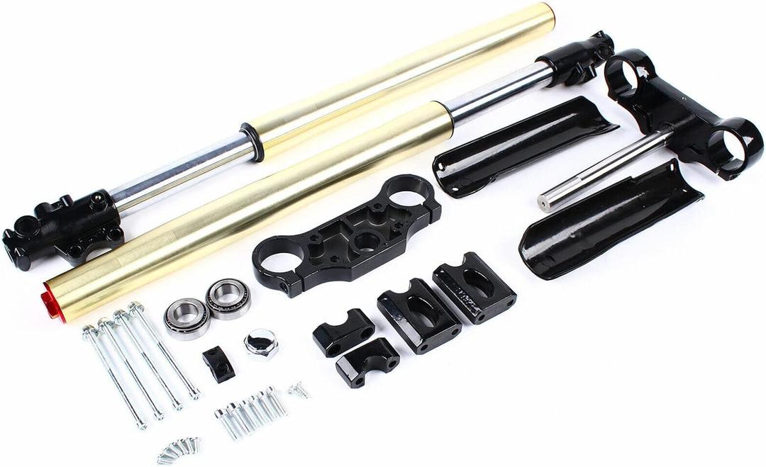 29" Pair Front Forks Set 45/48mm Triple Tree Clamps for 110cc 125cc Dirt Pit Bike Front Forks Shock Suspension Shocks Absorber, Black+Yellow