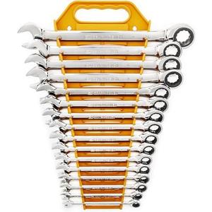 GEARWRENCH 16 Piece Ratcheting Combination Wrench Set with Tray | Metric | 9416