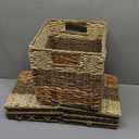 SpaceAid 4 Pack 3 Pattern Design Wicker Basket, Baskets for Organizing, Storage Rattan Basket with Handles for Shelves, Woven Cube Storage Bin Organizer, 10.5x10.5x10.5 inch, Natural