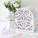 OurWarm Arch Wooden Wedding Card Box with Slot, Hollow White Gift Card Boxes for Wedding Reception, Small Envelope Money Box for Party, Baby Showers, Birthday, Graduations, Fundraisers