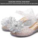Flower Pairing Girls Princess Jelly Flats - Sparkly Dress Up Sandals for Cosplay & Parties | Lightweight Ballet Heels for Kids, 1.5 Little Kid