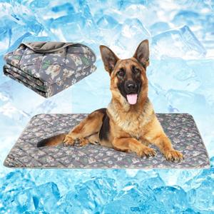 Dog Cooling Mat, Pet Washable Non-Toxic Summer Dogs Cats Cooling Pads Sleeping Kennel Mats Cool Ice Blanket for Indoor & Outdoor Dog Beach Essentials Gray Small (Small(22*28))