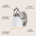 JONATHAN Y Phineas 1-Light LED Vanity Light 7", White/Nickel