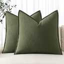 MIULEE Decorative Linen Pillow Covers 20x20 Inch Dark Olive Green ​Boho Farmhouse​ ​Neutral Couch Throw Pillows for Bed Pack of 2 Accent Modern Pillowcase Sofa Livingroom Home Decor