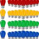 48 Pcs Christmas Colored LED String Light Bulbs Plastic Waterproof S14 Replacement Bulbs E26 Base 1 Watt LED Bulb for Indoor Outdoor String Lights Christmas Decoration(Multicolor)