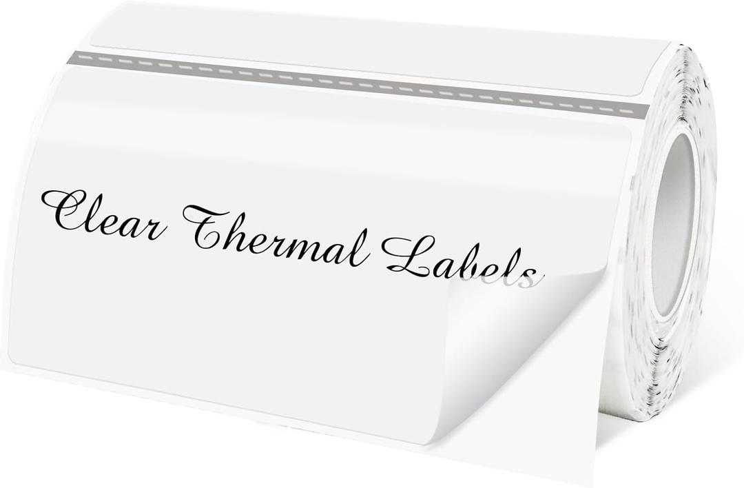2" x 4" Transparent Thermal Label Stickers,Waterproof Thermal Printer Sticker Labels for Gift Wrapping, Self-Adhesive Name Price Tag DIY Custom Logo Design (250 pcs,Clear)