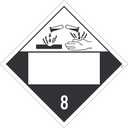 NMC DL12BUV25 Corrosive 8 Graphic Placard – [Pack of 200] 10.75 in. x 10.75 in. Unrippable Vinyl Class 8 Dot Placard Sign