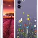 Compatible with Samsung Galaxy S24+ Plus & S25+ Plus Case Cute Clear for Women,Cool Transparent Silicone Phone Cases Cover - Green Flower Bouquet Wild