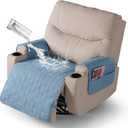 VANSOFY Recliner Chair Covers 100% Waterproof Seat Cover with Arm Reclining Cover Non-Slip Recliner Chair Covers Furniture Protector Washable Slipcover with Pocket for Pets, Dogs(Azuree, 28")