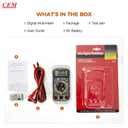 CEM Digital Multimeter 600V AC/DC Voltage Meter,Multimeter with Test Leads Backlit LCD,Volt Amp Ohm Transistor Diodes Meter,Audible Continuity and Battery Test,Holster Case