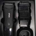 Manscape Body Hair Trimmer for Men, Pubic Groin Hair Trimmer for Men with Safe Blade, Cordless Ball Shaver w/Light, Charging Dock, Waterproof Body Groomer, LED Display, 1H Charge,Black