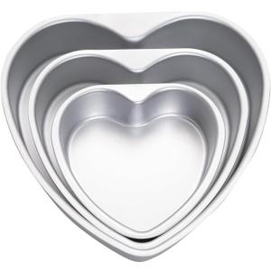 Gvhntk Heart Shaped Cake Pan Aluminum Cake Pans Heart Cake Tin Baking Cake Mold for Valentine's Weddings Birthday Party (3, 6 inch,8 inch,10inch)