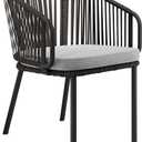 Modway Harbor Outdoor Patio Aluminum and Woven Rope Dining Armchair in Charcoal Gray