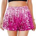 MANER Women's Sequin Shorts Sparkly Stretchy Night Out Party High Waisted Shorts L