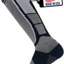 Alpaca Wool Ski Socks - Made in USA, Winter Weather Lightweight Skiing and Hunting Socks for Men and Women (Large, Black)