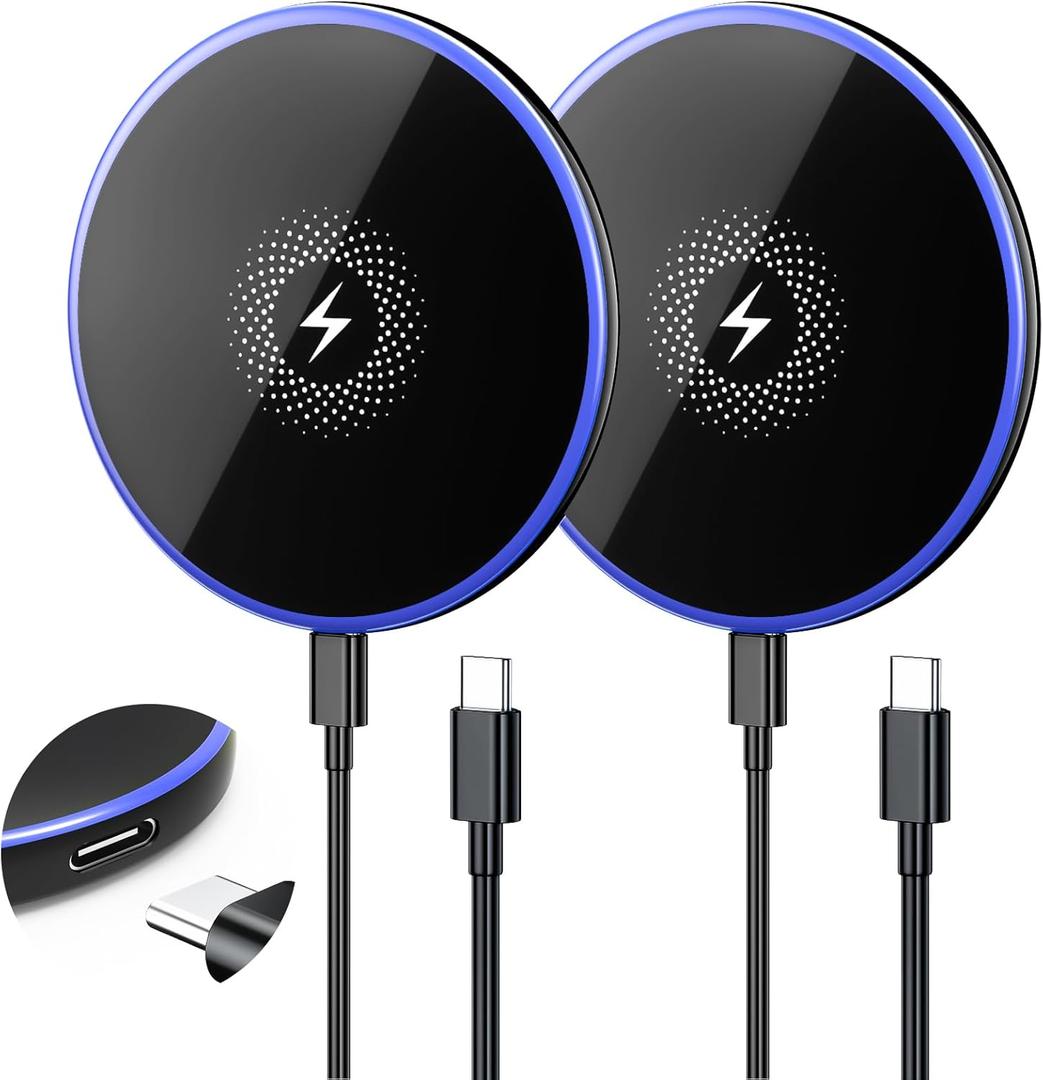 Wireless Charger 2Pack 6FT 15W Samsung Magnetic Wireless Charger Fast Charging Pad for Samsung Galaxy S26 S25 Ultra/S24 FE/S23 Ultra/S22/S21/Z Google Pixel 9 8a 7a 8 7 Pro | Strong Magnet Technology (Black)