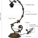 Star Glass Table Lamp, Vintage Style Table Lamp, 8x10x20 Inch Bronze Metal Leaf Base Tiffany Lamp for Bedroom,Living Room,Study