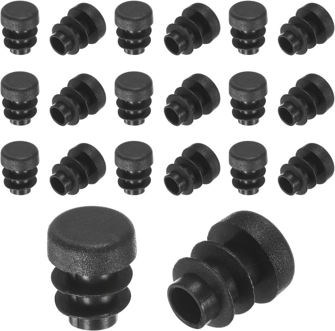 20-Pack Round Plastic Hole Plugs, 0.5" (12mm) Plastic Tubing End Caps for Patio/Chairs/Fences, Metal Tubing Leg Cap, Furniture Pipe Insert Sliders Glides