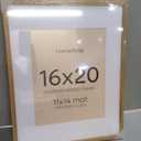 Homeforia 16x20 Wooden Frame, High End Natural Oak 16x20 Light Wood Picture Frame with Mat 11x14, 16 by 20 Poster Frames Matted to 11 x 14 Photo, 20by16 Thin Frames, Tempered Glass, Wall Kit, Set of 1