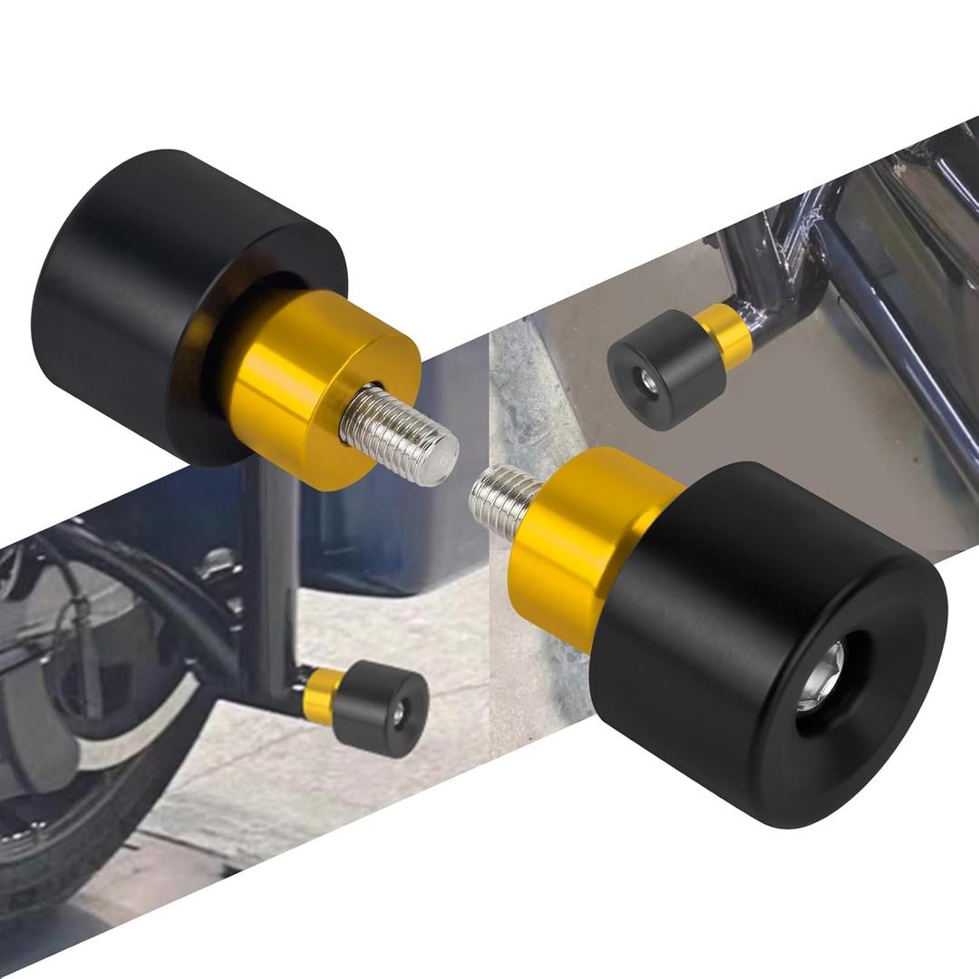 Engine Guard Saddlebag Guard Crash Bar Decorative Wheel M12 Screw Fit for Harley Touring Street Glide Road King Electra Ultra Softail Flat Out Tip Over Bar (Black Wheel with Yellow Slider)