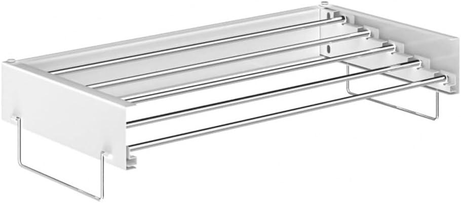 Laundry Drying Rack Collapsible, Wall Mounted, Clothes Drying Rack, 31.5" Wide, 13.2 Linear Ft, 5 Aluminum Rods, 60 lb Capacity, Laundry Racks for Drying Clothes with Wall Template (White, 39.5")