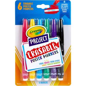 Crayola Erasable Poster Markers, Poster Board Markers, Cool School Supplies, 6ct