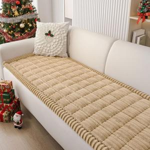 Smiry Couch Cover for Dogs Washable, Non Slip Fuzzy Pet Couch Covers for 3 Cushion Sofa Pet Friendly, Thick Soft Sofa Slipcovers Cushion Protector (Camel, 27.6" x 70.9")